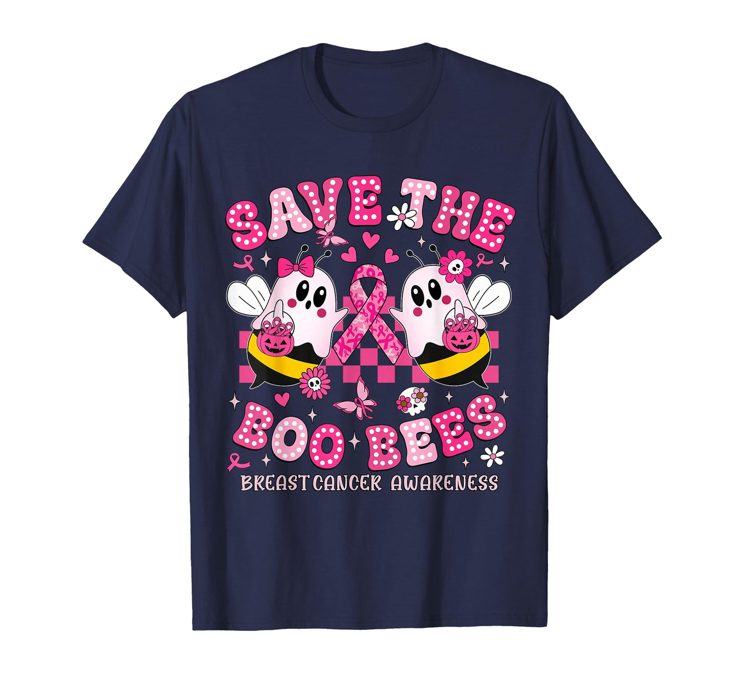 Save The Boo Ghost Bees Breast Cancer Awareness Women Men T-Shirt