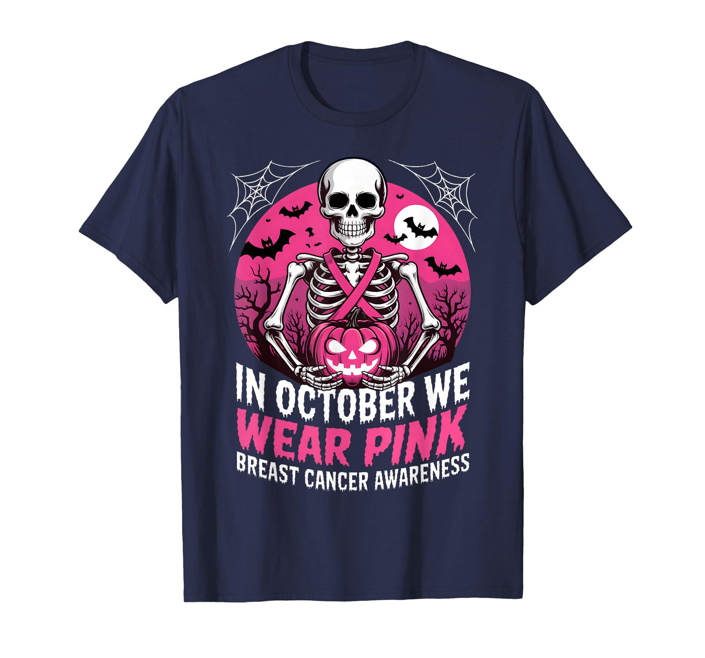 in October We Wear Pink Shirt Ghost Breast Cancer Awareness T-Shirt