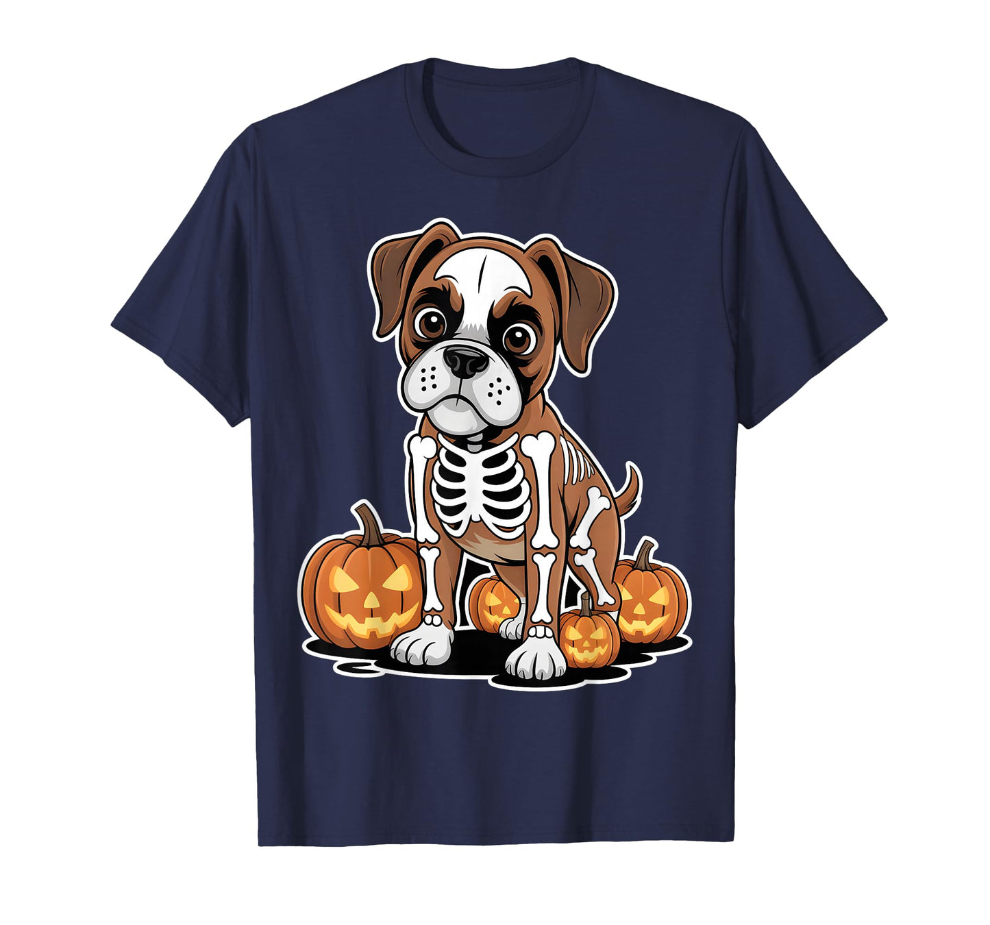 Boxer Dog Skeleton Halloween T-Shirt