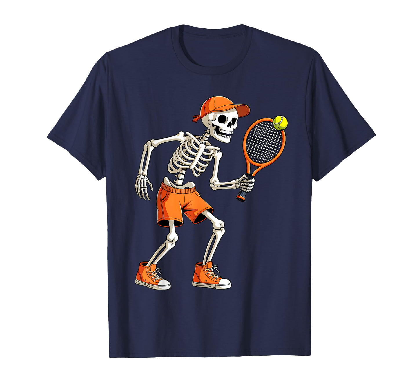 Funny Skeleton Play Tennis Halloween Costume Boys Men Kids T-Shirt