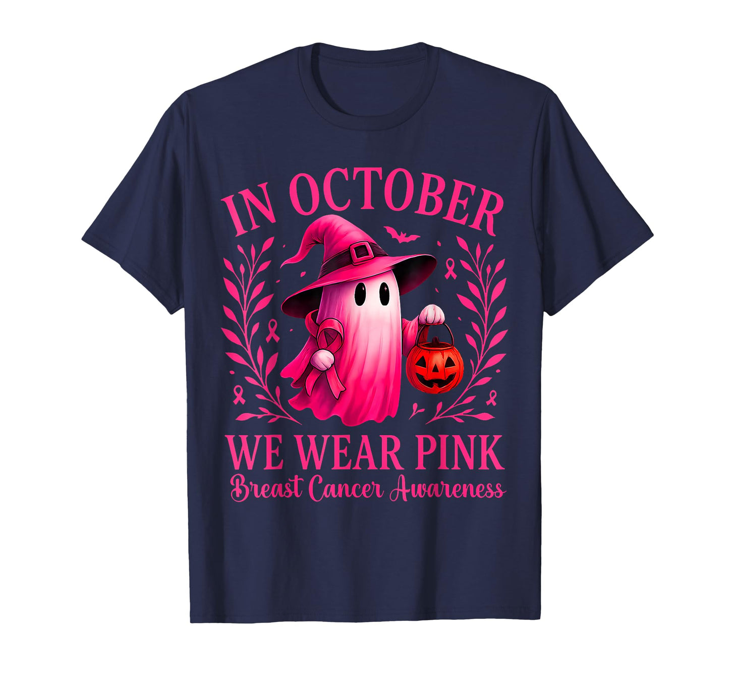 Breast Cancer Women Halloween in October We Wear Pink T-Shirt