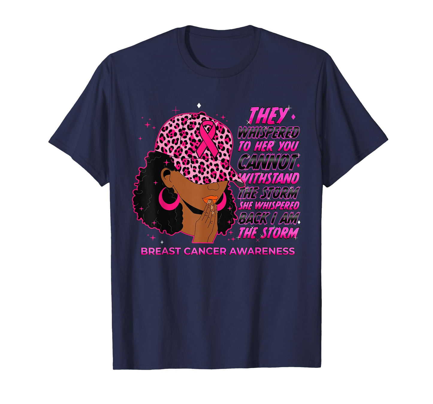 Black Women Afro Christian Breast Cancer in October We Wear T-Shirt