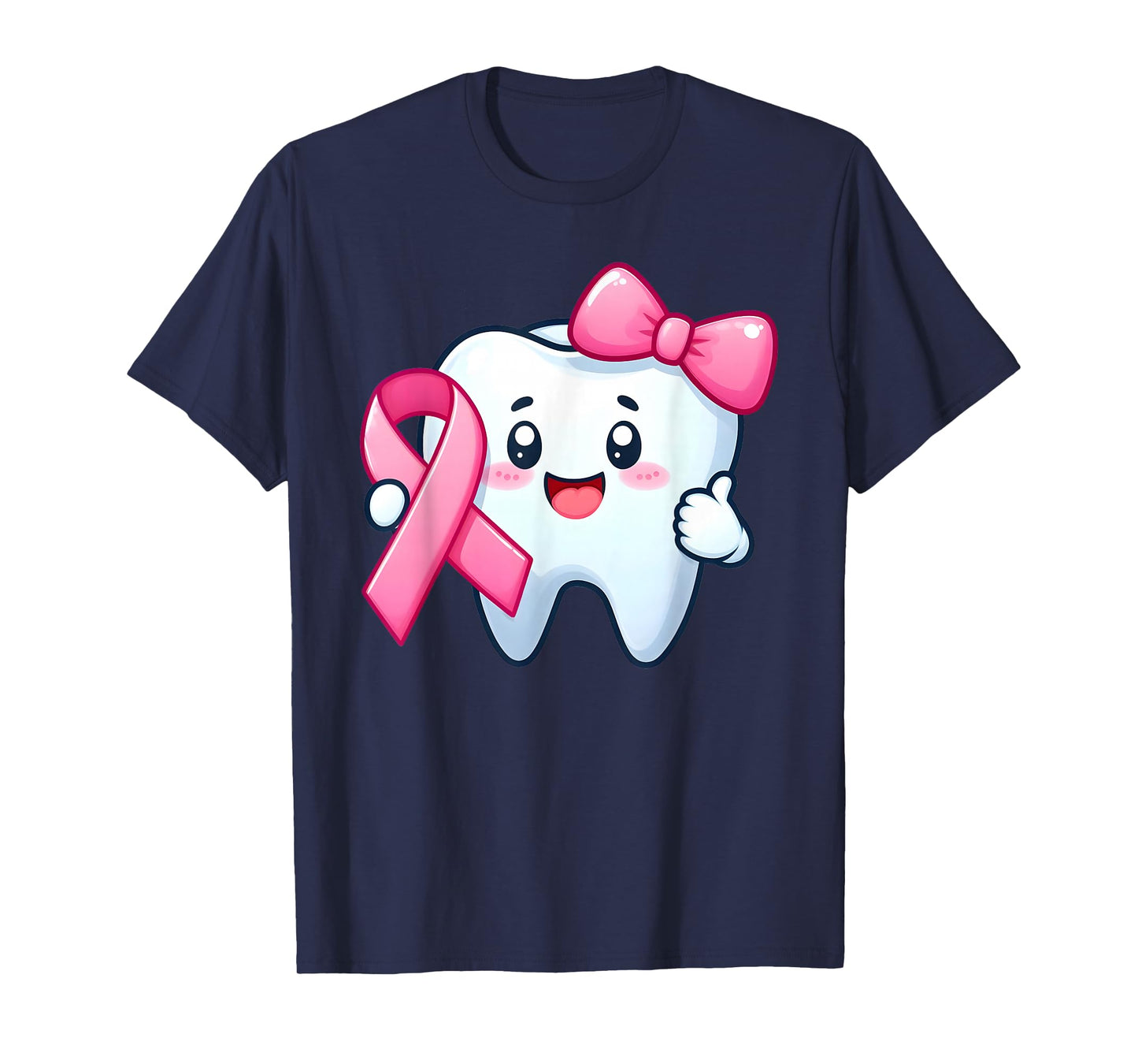 Cute Tooth Dentist Breast Cancer Awareness Month Pink Ribbon T-Shirt