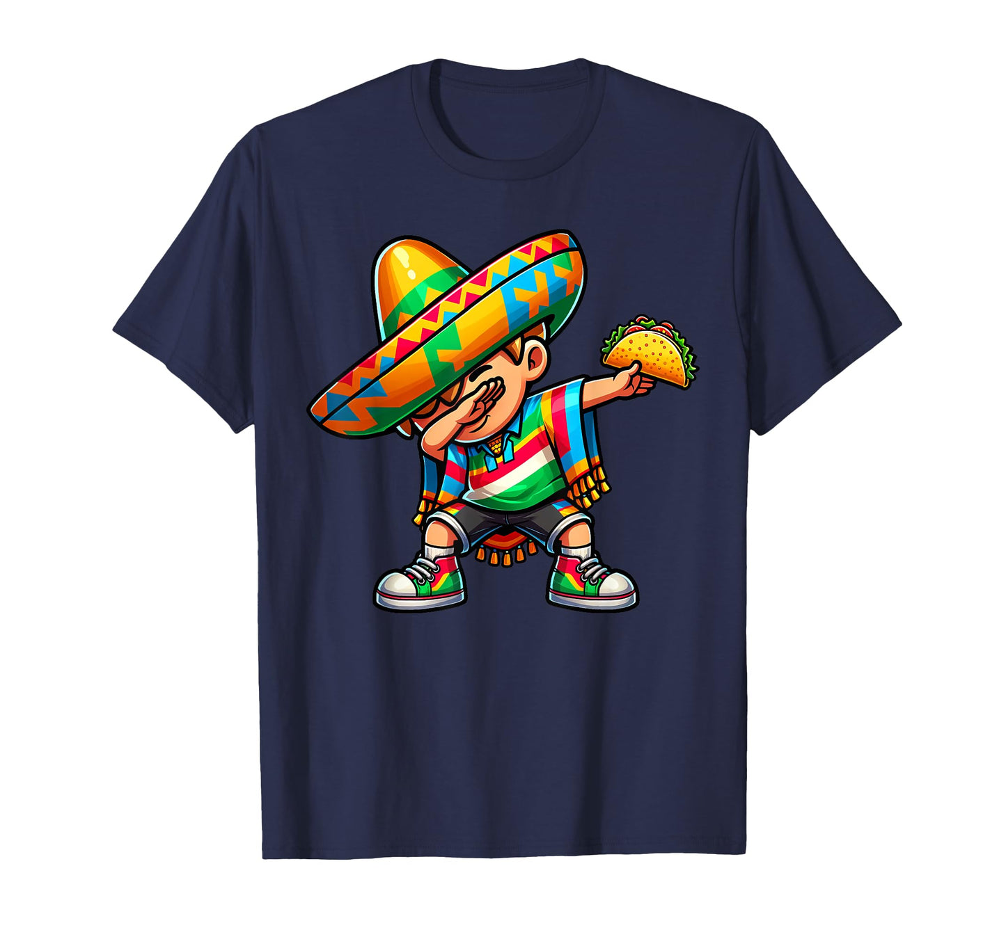 Cinco De Mayo Dabbing Boys Tacos Mexican Poncho Fiesta T-Shirt
