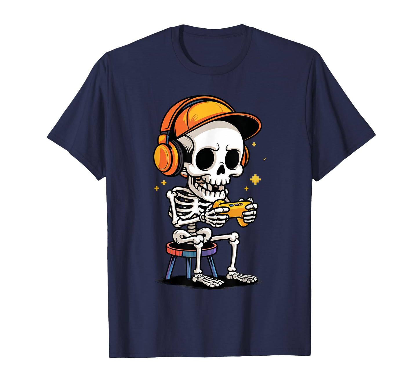 Funny Skeleton Gamer Halloween Playing Video Games Toddler T-Shirt