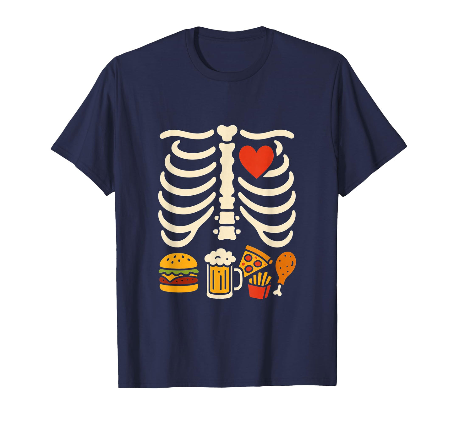 Beer Belly Skeleton Food Pregnancy Funny Halloween Dad T-Shirt