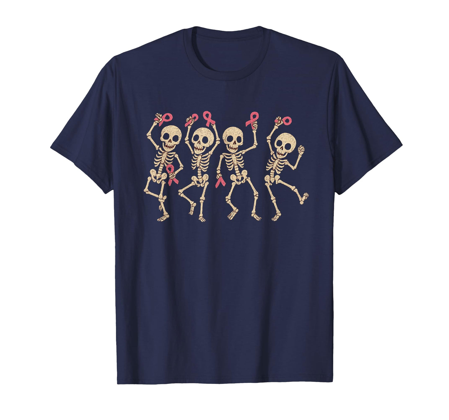 Pink Ribbon Breast Cancer Awareness Skeleton Women Men Kids T-Shirt