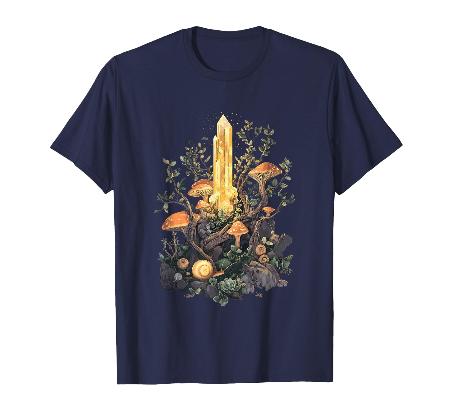 Crystal with Forest Mushrooms and Snails - Goblincore T-Shirt
