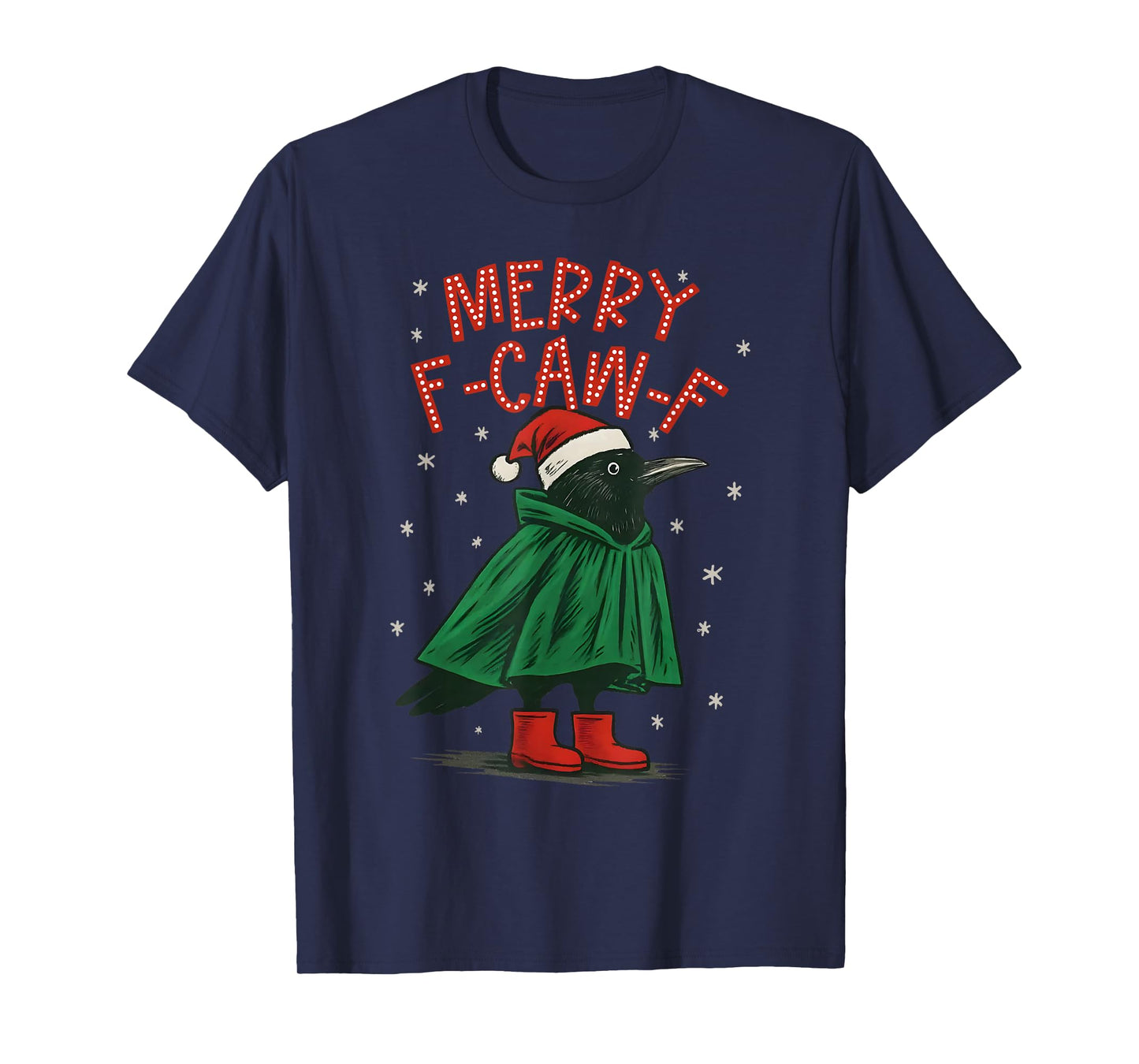 Funny Christmas F-Caw-F Holiday Cute Black Bird Santa Hat T-Shirt