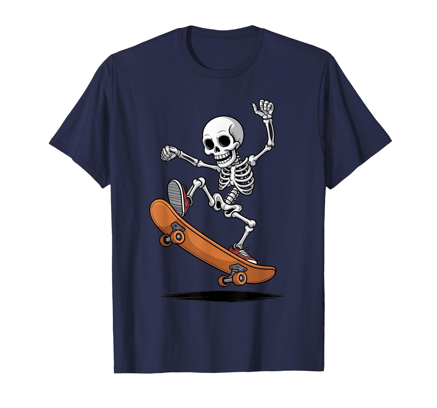Skeleton Skateboarding Kids Halloween Costume Trick or Treat T-Shirt