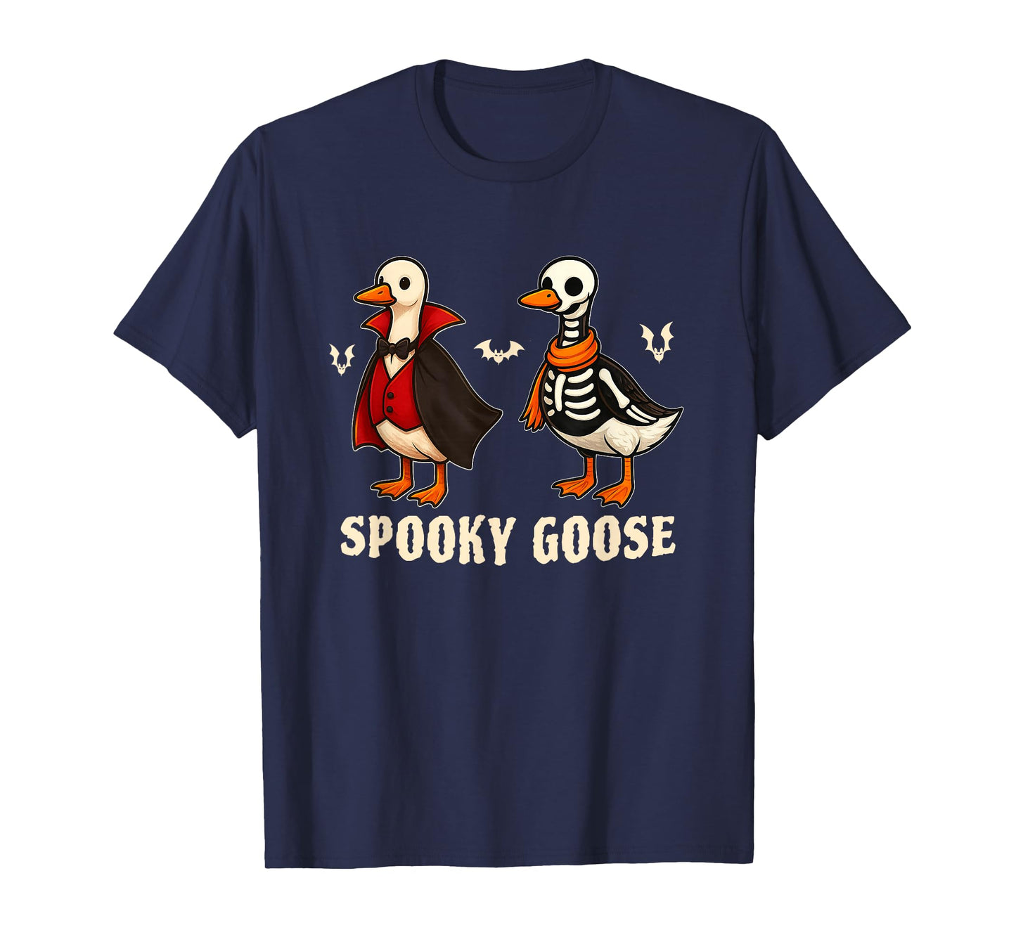 Silly Spooky Goose Halloween Funny Goose Skeleton Vampire T-Shirt