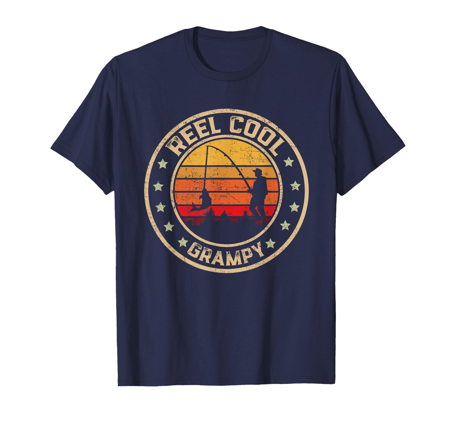 Vintage Reel Cool Grampy Fish Fishing Funny Fathers Day T-Shirt