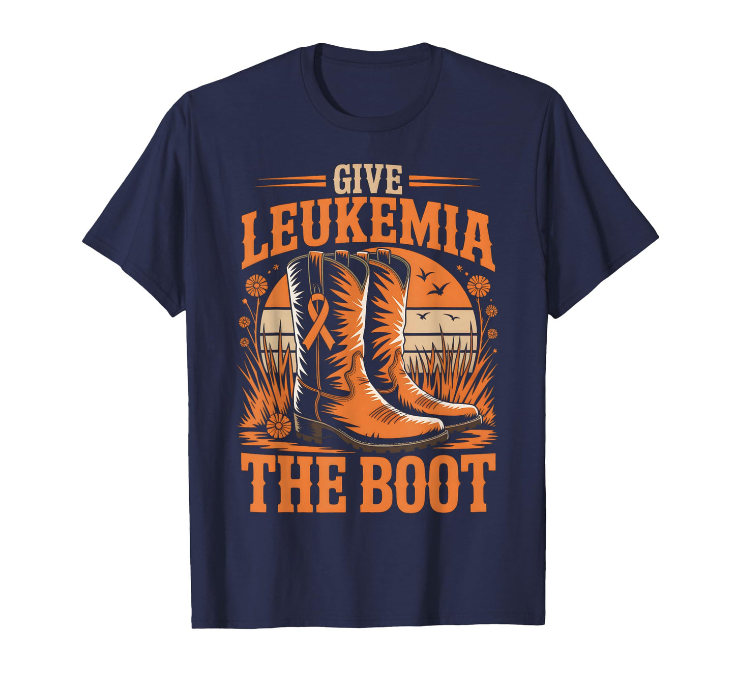 Retro Give Leukemia Cancer The Boot Cowgirl Cancer Awareness T-Shirt