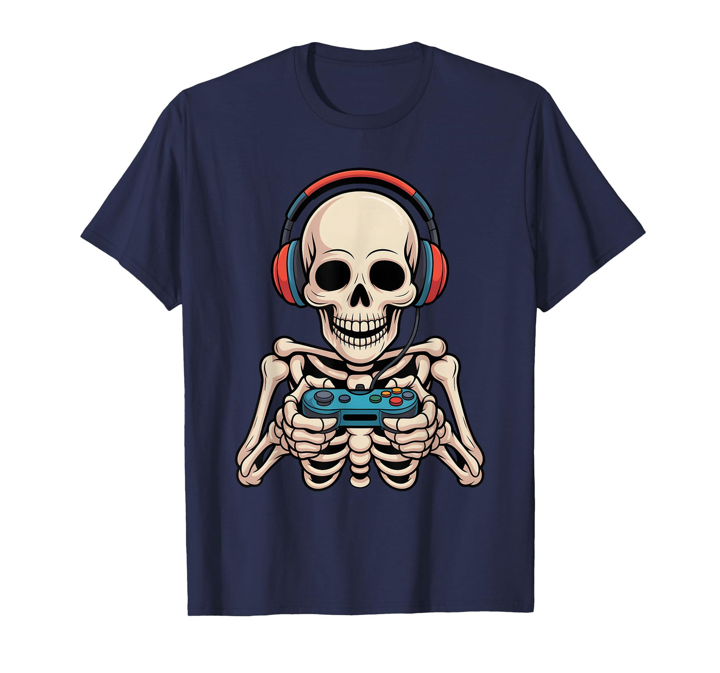 Skeleton Gamer Headphone Funny Halloween Gaming Boys Kids T-Shirt