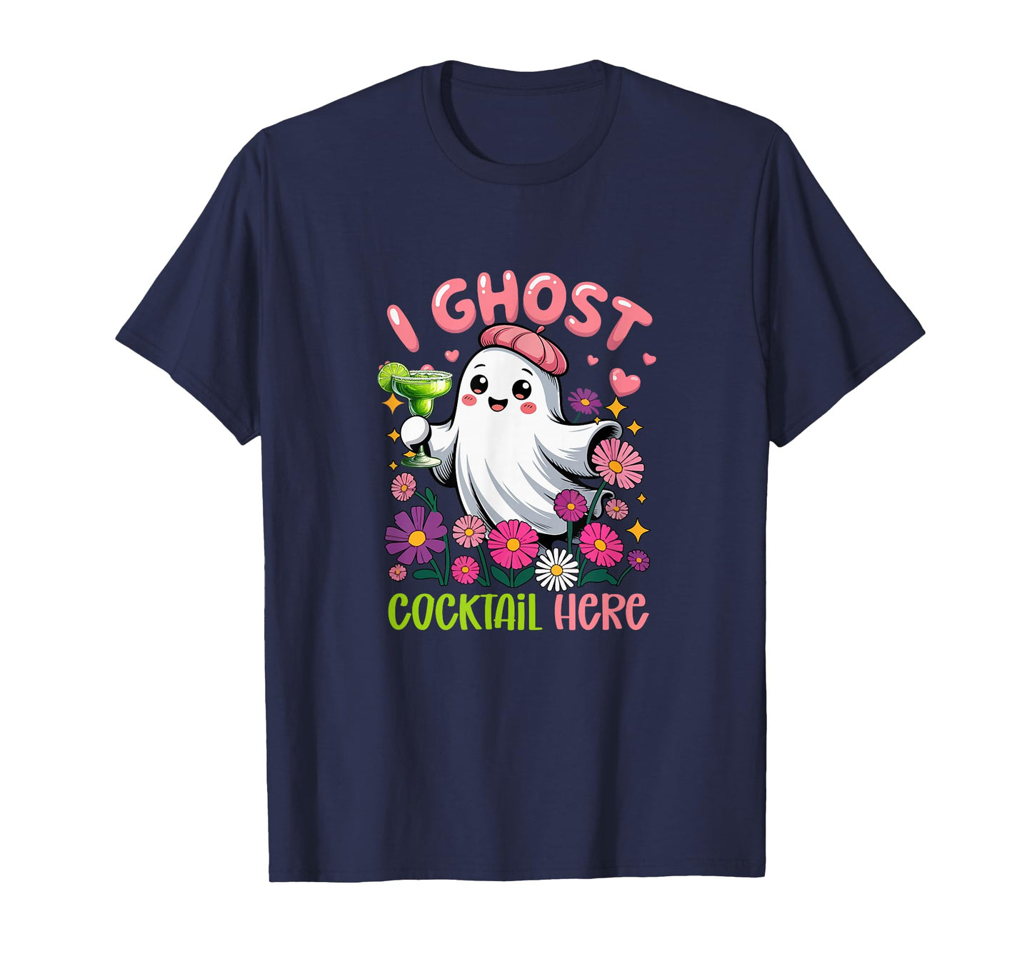 I Ghost Cocktail Here Halloween Floral Boo Drinking Cocktail T-Shirt