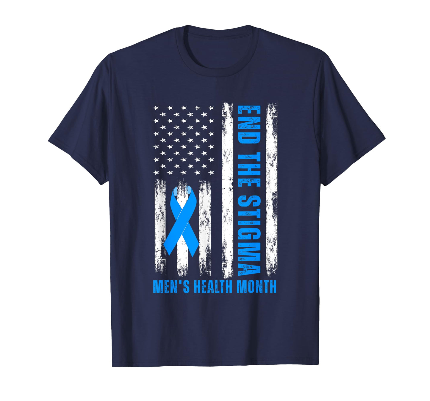 End The Stigma USA Flag Men’s Health Month Awareness Ribbon T-Shirt