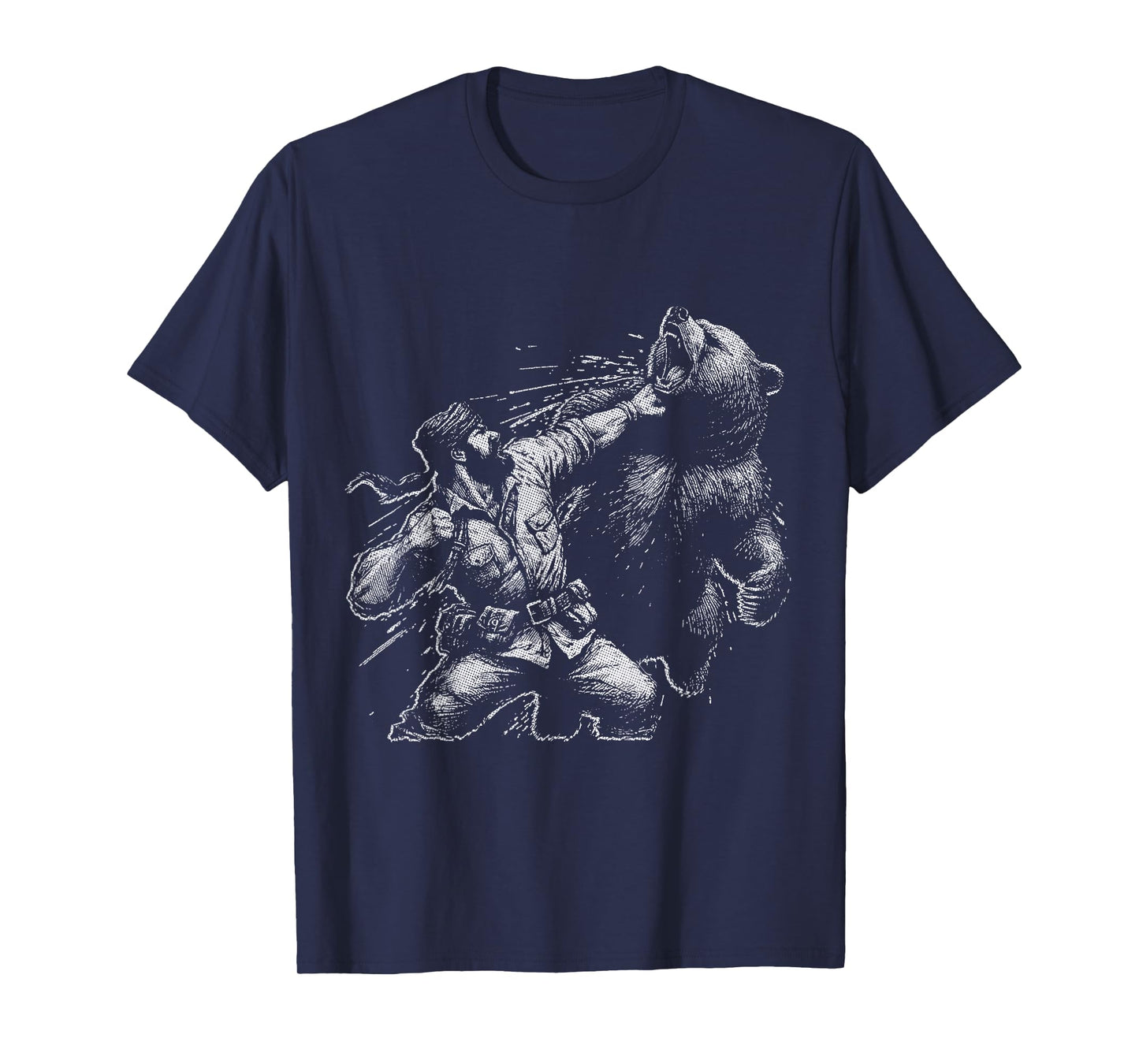 Bear Funny Man Punching Bear Retro Vintage Hunting Camping T-Shirt
