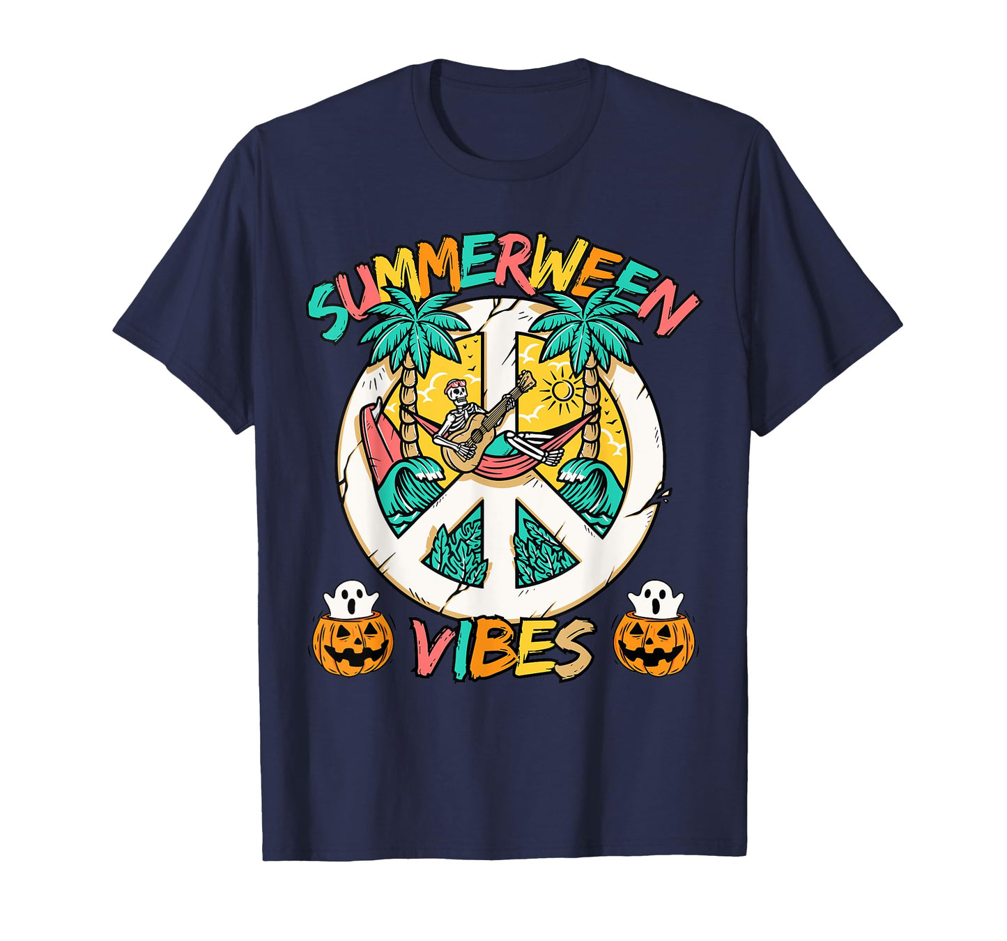 Summerween skeleton chill out at the Beach with summer vibes T-Shirt