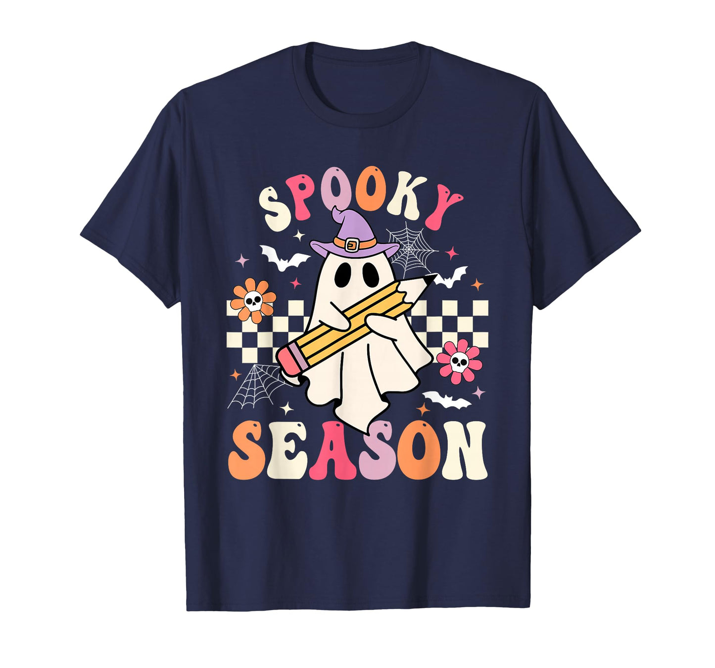 Spooky Season Retro Happy Halloween Ghost Women Toddler Girl T-Shirt
