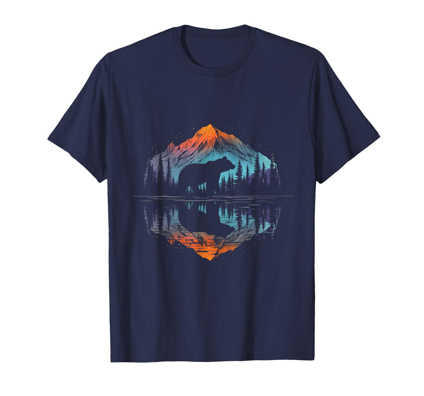 Mountain Bear Reflection Wildlife Nature Outdoor Forest T-Shirt