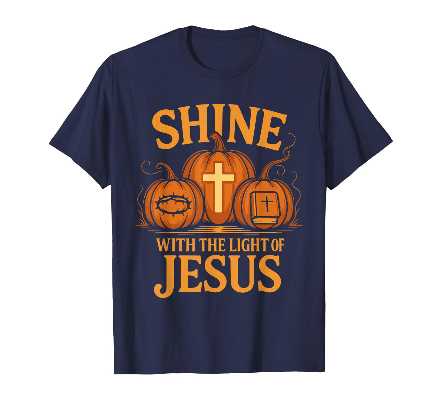 Shine with The Light of Jesus Christian Halloween Pumpkin T-Shirt