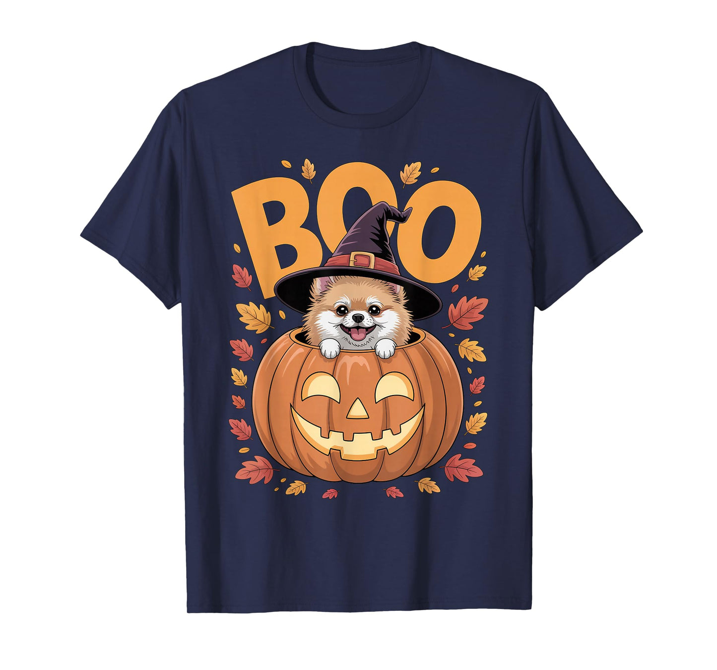 Pom Costume on Pumpkin Halloween Pomeranian T-Shirt
