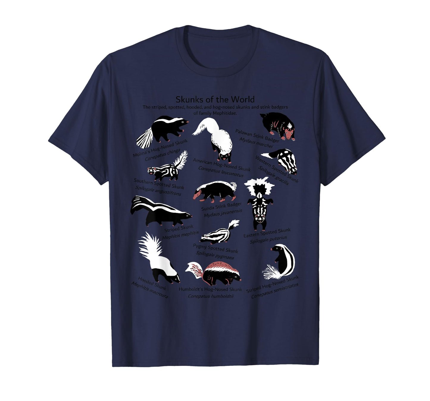 Skunks of the World: Species of Mephitidae T-Shirt