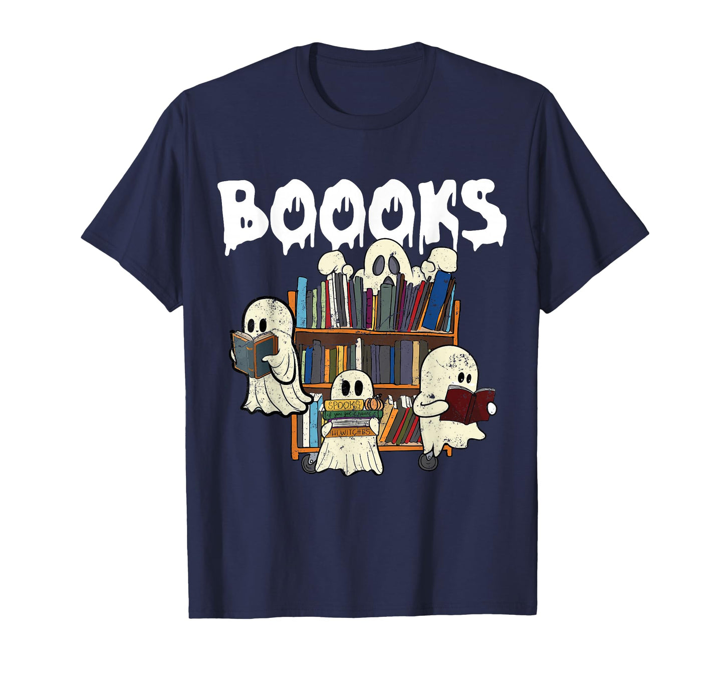 Funny Book Lovers Ghost Reading Book Halloween T-Shirt