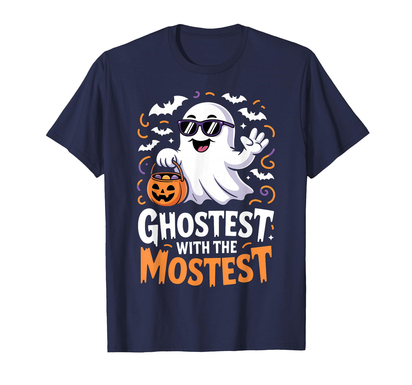 Ghostest with The Mostest Costume Funny Halloween Ghost T-Shirt