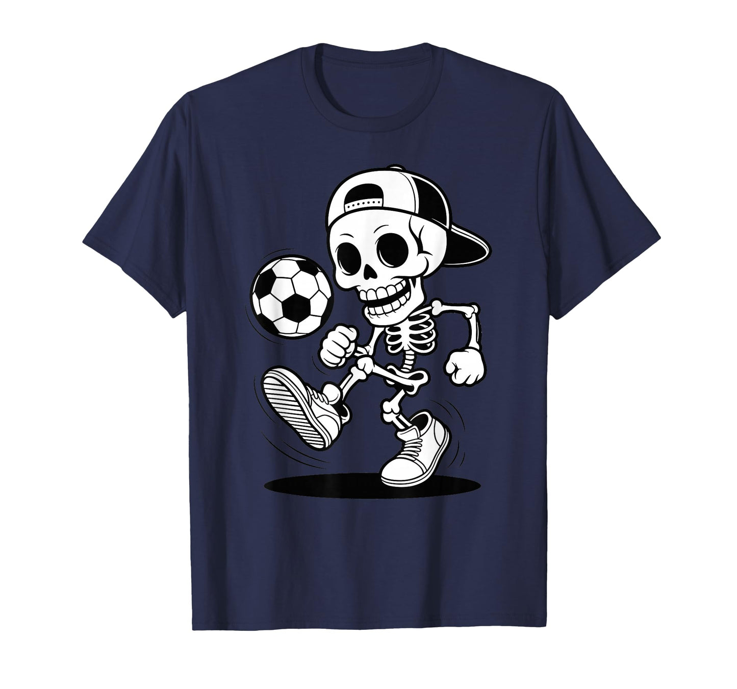 Halloween Soccer Skeleton Kicking Ball Cartoon T-Shirt