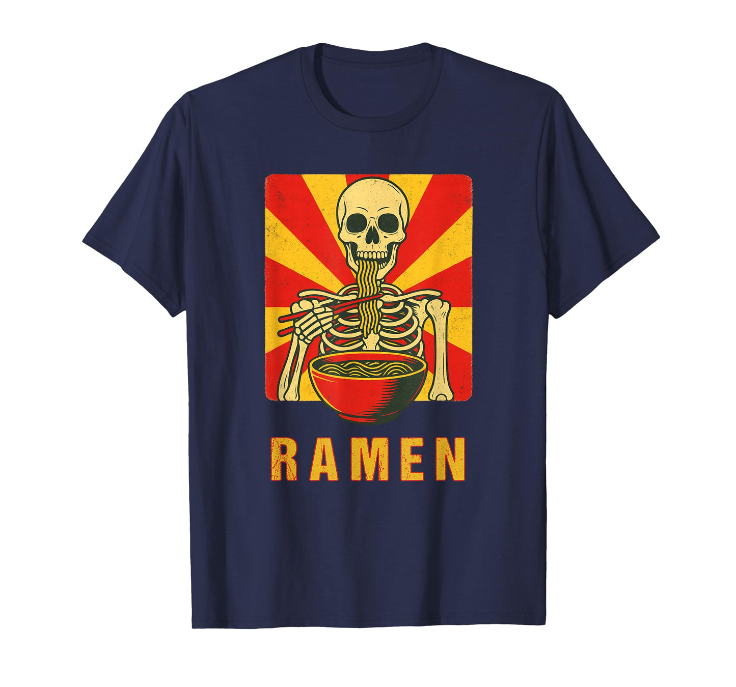 Halloween Skeleton Ramen Noodles Retro Japanese Goth T-Shirt