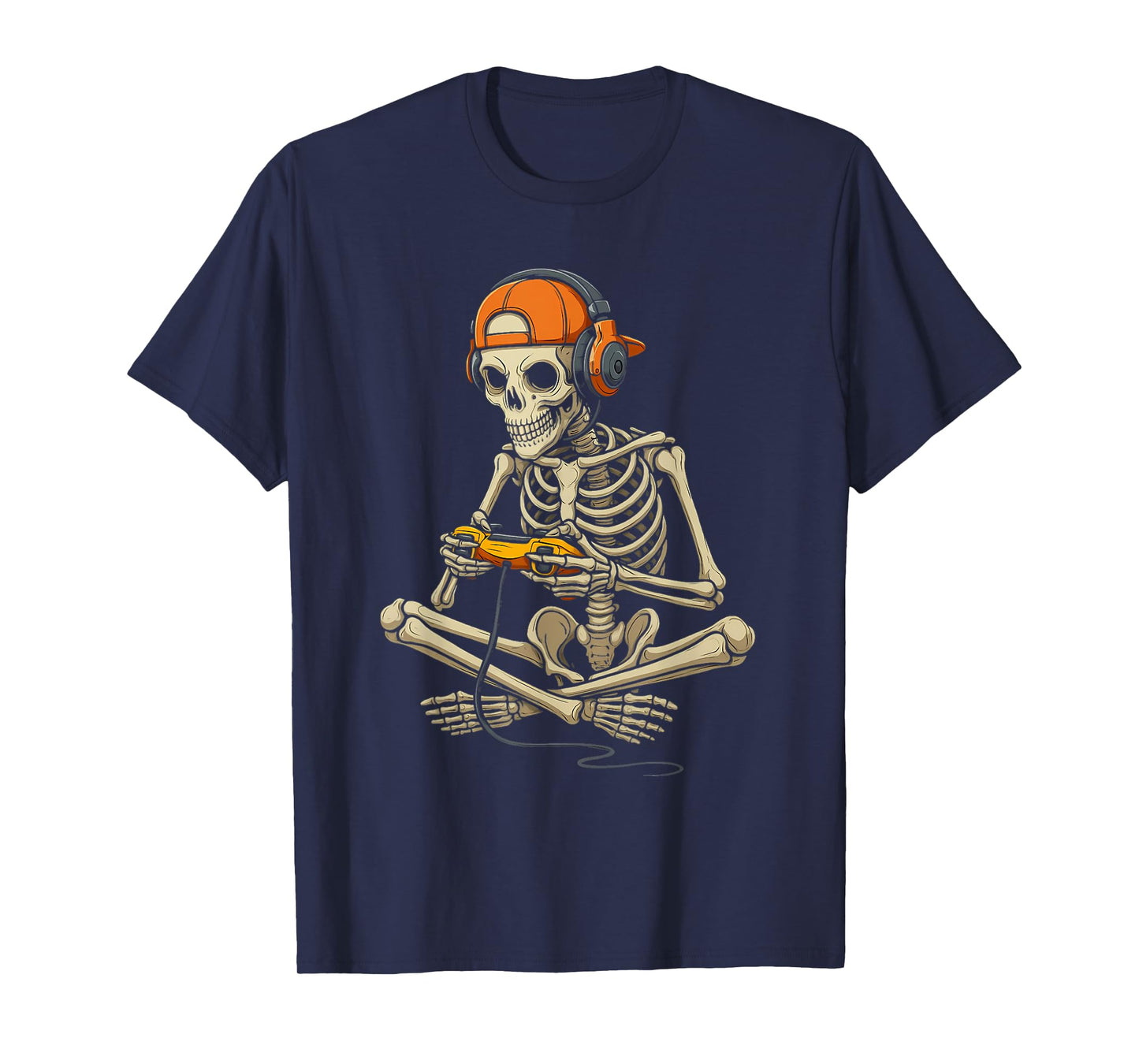 Halloween Cool Skeleton Gamer with Headphones and Controller T-Shirt
