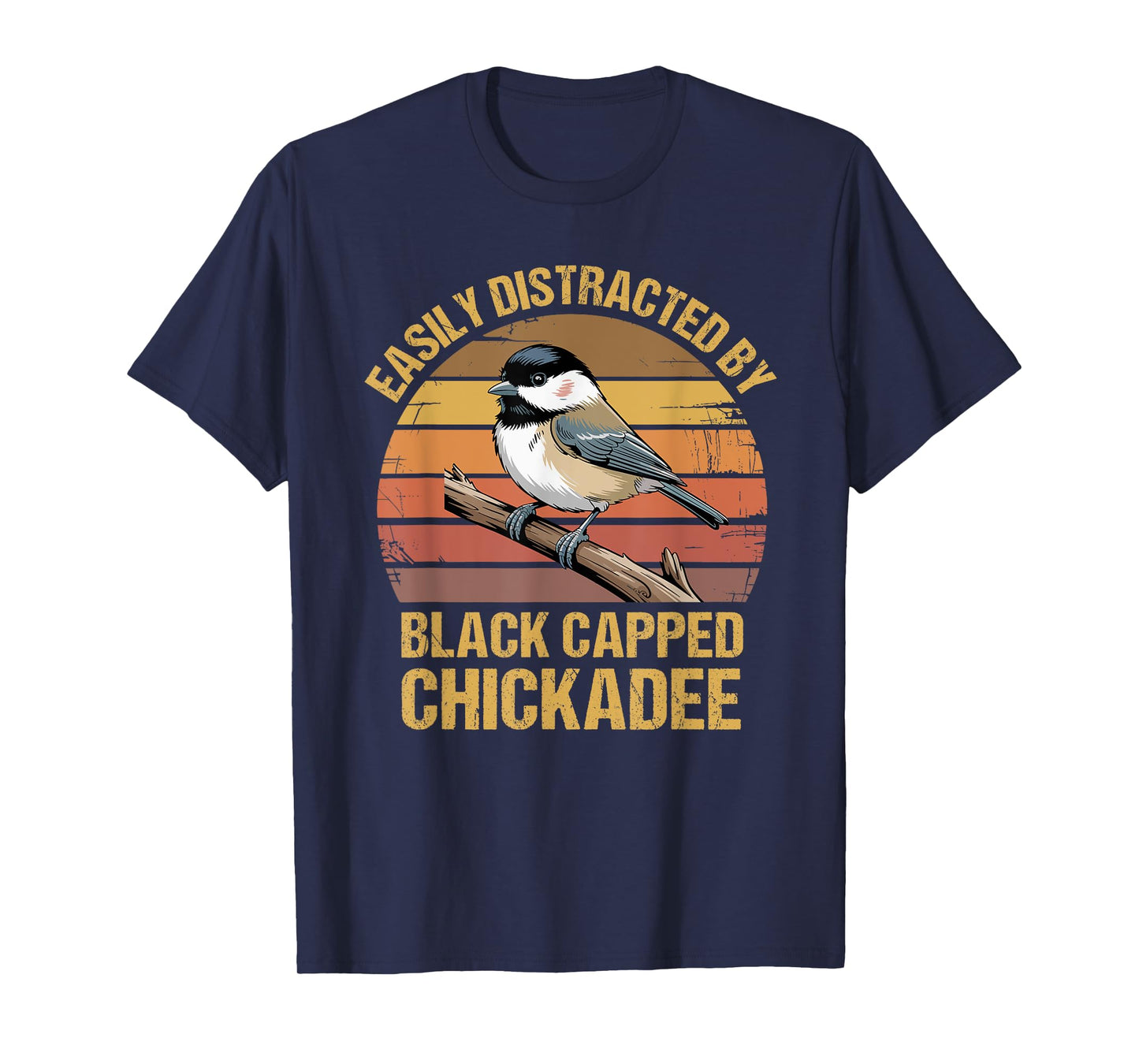 Black Capped Chickadee Bird Watching Lover Vintage Retro Sun T-Shirt