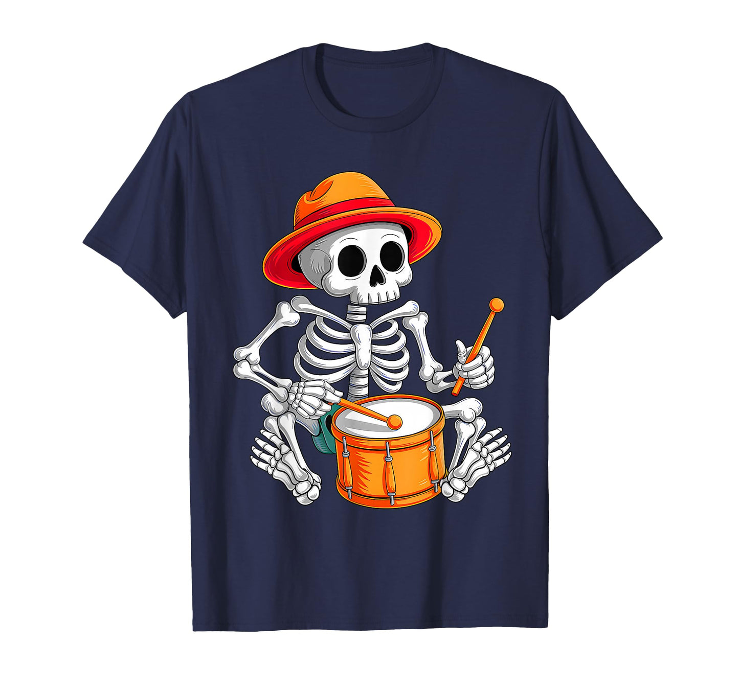 Skeleton Playing Drum Halloween Costume for Men Boys Kid T-Shirt