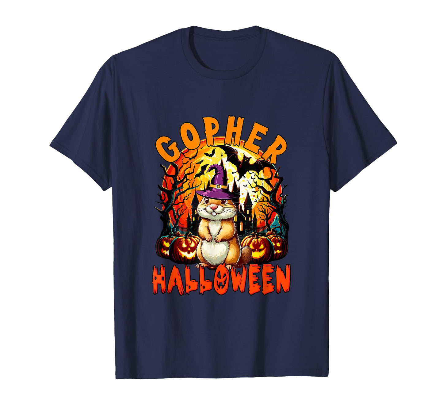 Gopher Halloween Cosplay Witch Horror Carved Pumpkins T-Shirt