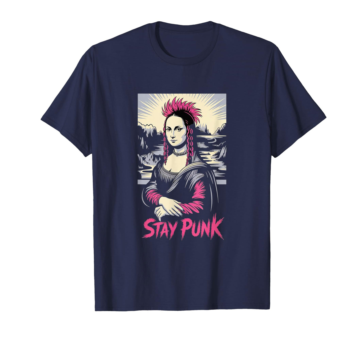 Punk Rock Mona Lisa – Rebel Art Parody Tee T-Shirt