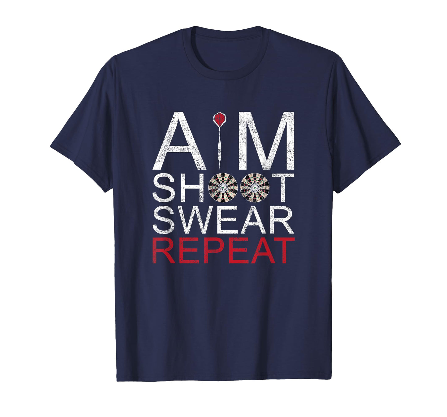 Aim Shoot Swear Repeat Darts T-Shirt Retro Vintage Gift T-Shirt
