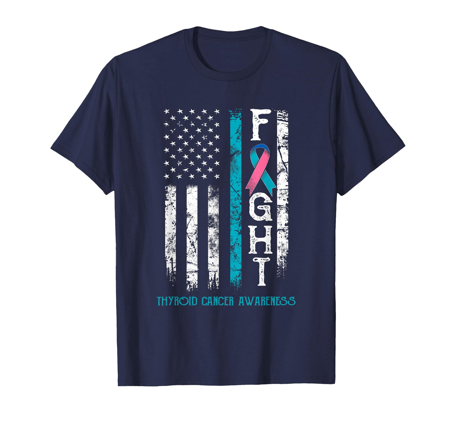 Thyroid Cancer Warrior US Flag T-Shirt