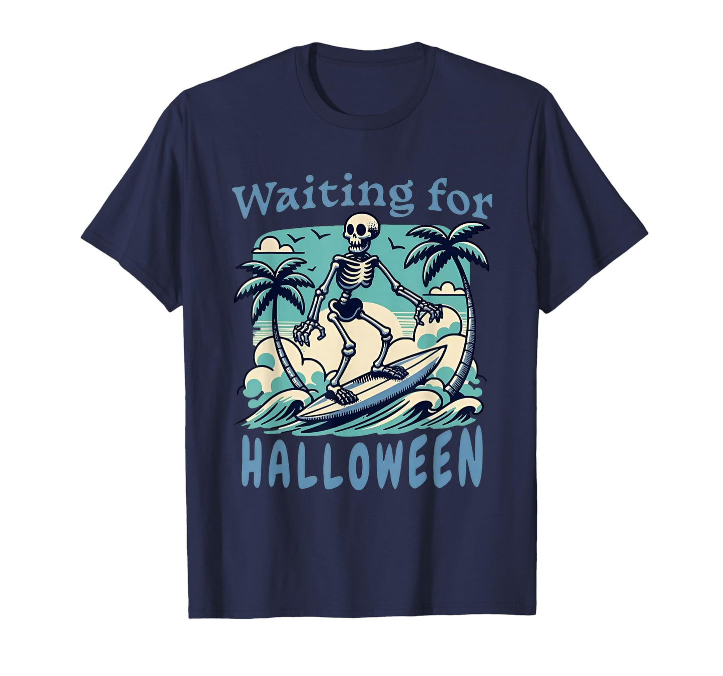 Skeleton Surfing Waiting for Halloween T-Shirt