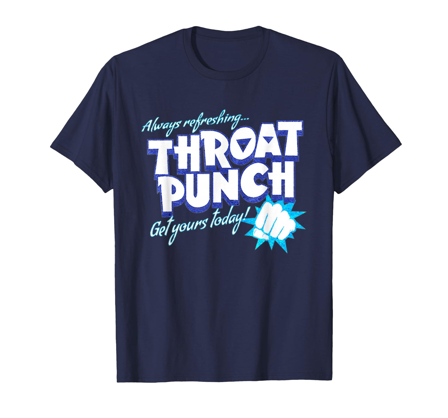 Distressed Refreshing Throat Punch T-Shirt Blue T-Shirt