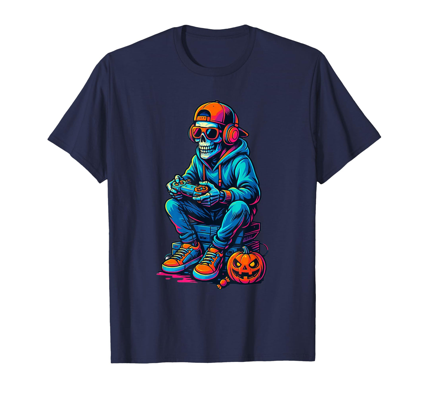 Halloween Skeleton Gamer Funny Video Game for Boys Kids T-Shirt