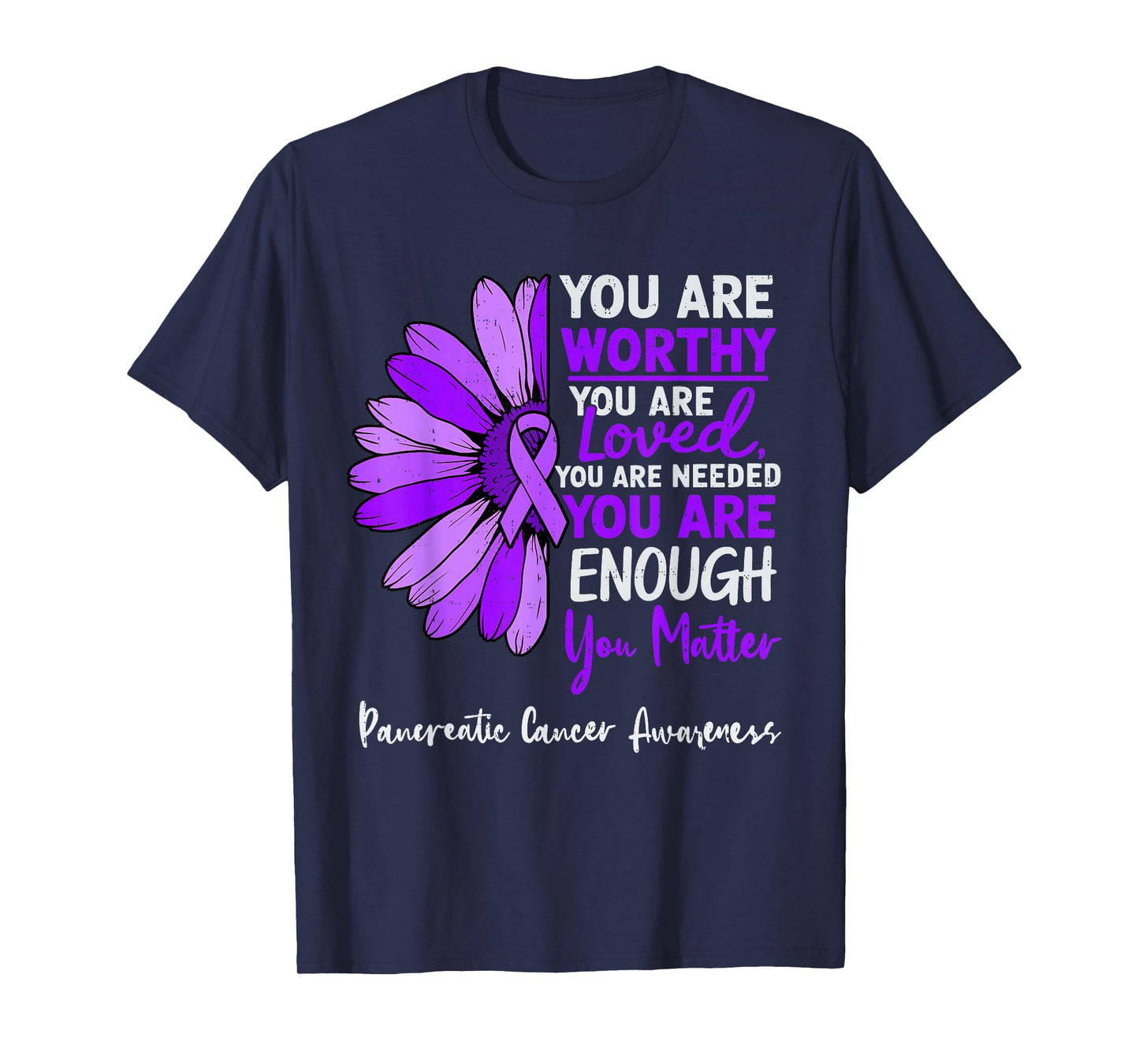 Motivational Pancreatic Cancer Awareness Ribbon Purple T-Shirt