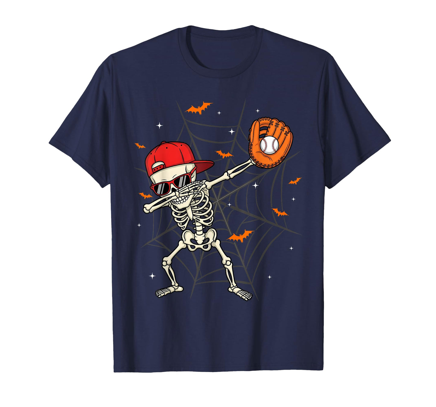 Vintage Fun Dabbing Skeleton Baseball Player Halloween Dab T-Shirt