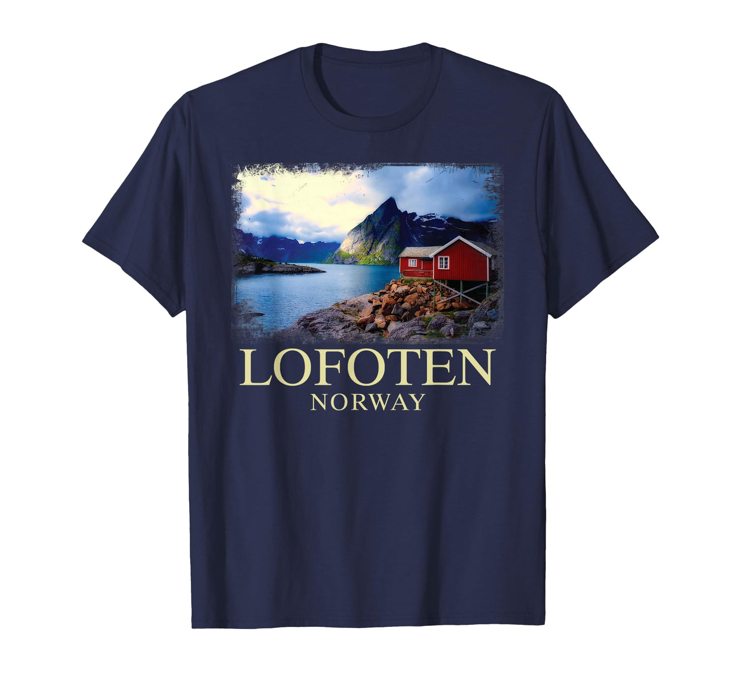 Lofoten Norway Cabin Nordic Fjord Bergen Northern Lights T-Shirt