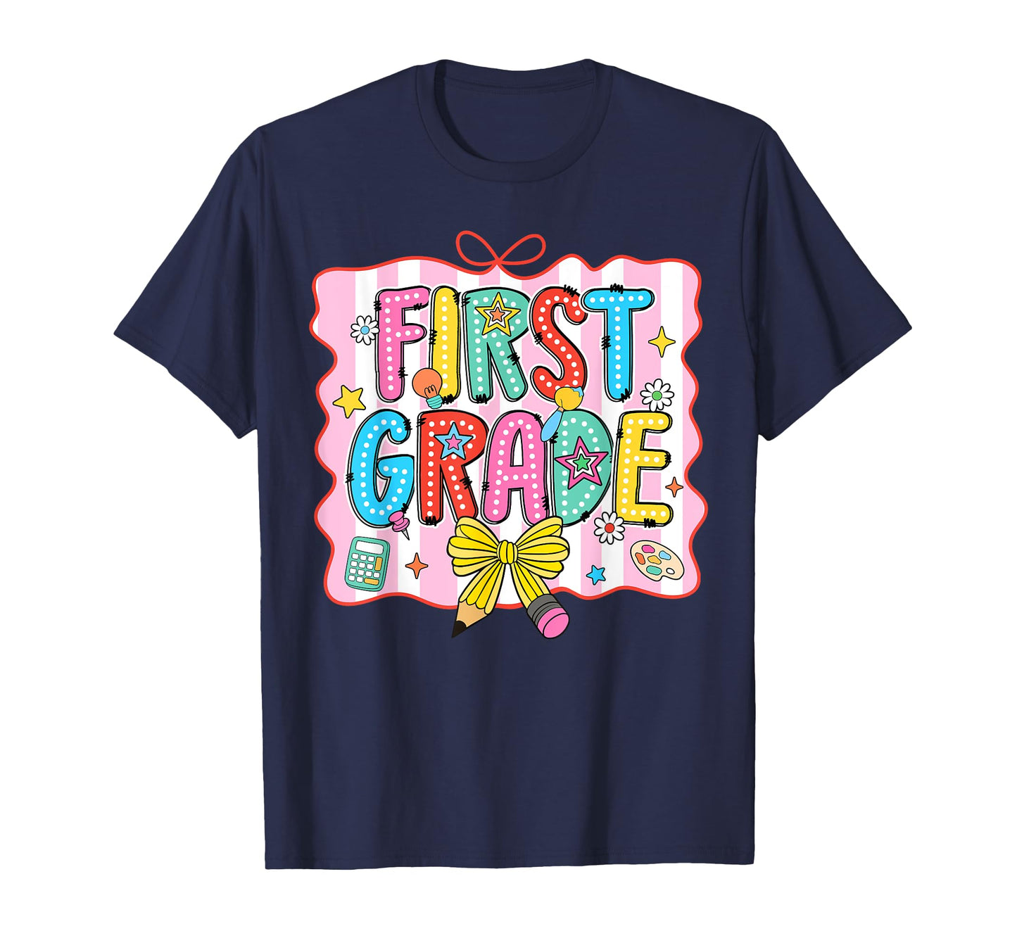 First Grade Coquette Pencil Bow Back To School Teacher Girl T-Shirt