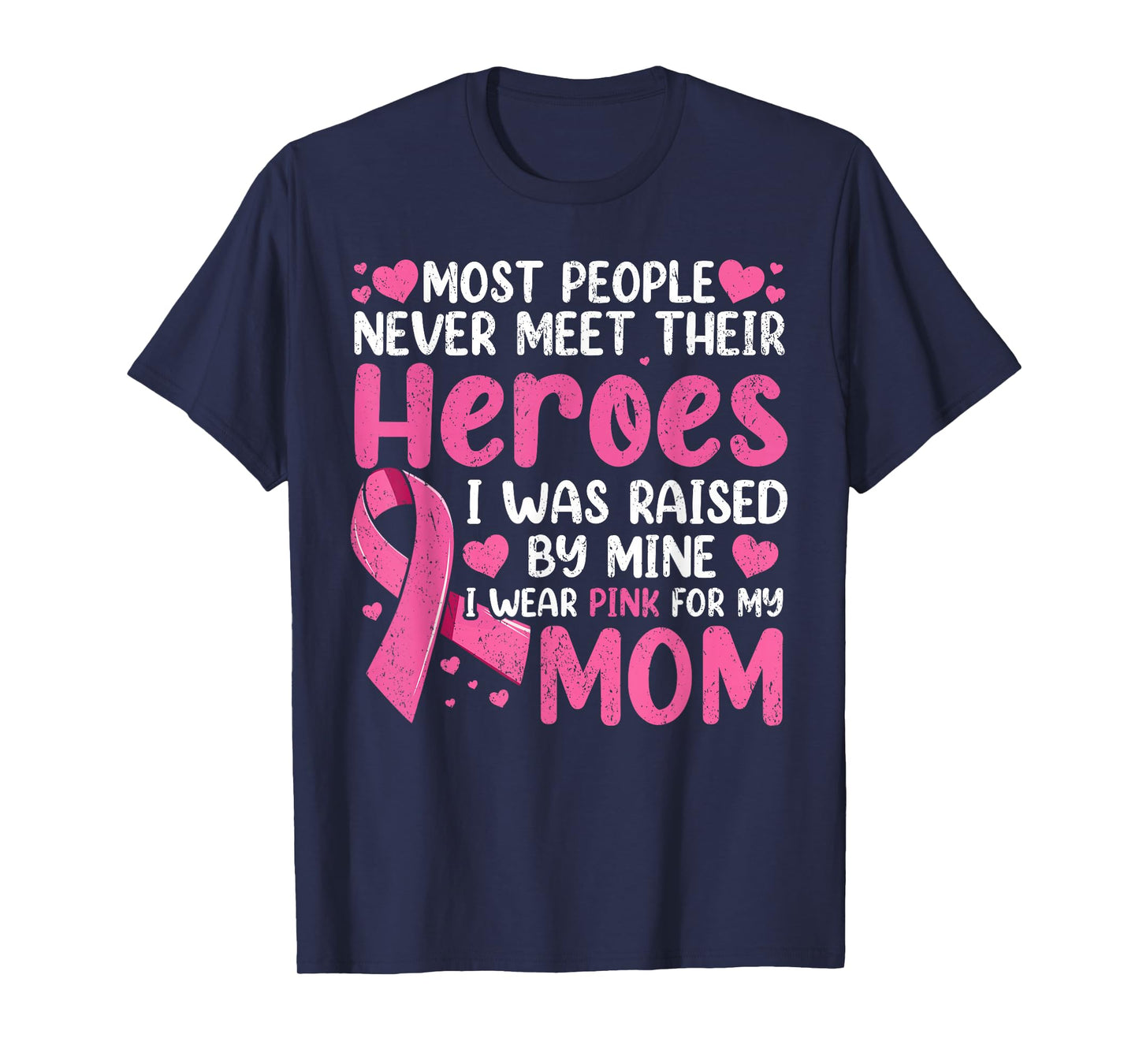 Vintage Breast Cancer Mom, Support Mother Pink Ribbon Women T-Shirt