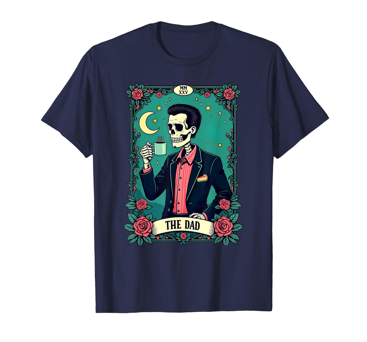 Retro Witch Dad Tarot Card Skeleton Halloween T-Shirt