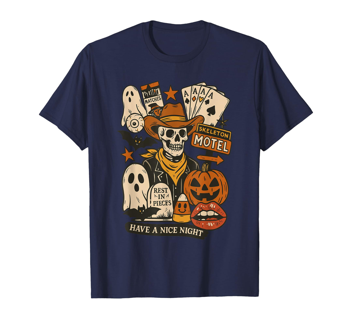 Spooky Western Skeleton Halloween Cowboy Pumpkin Ghost Women T-Shirt