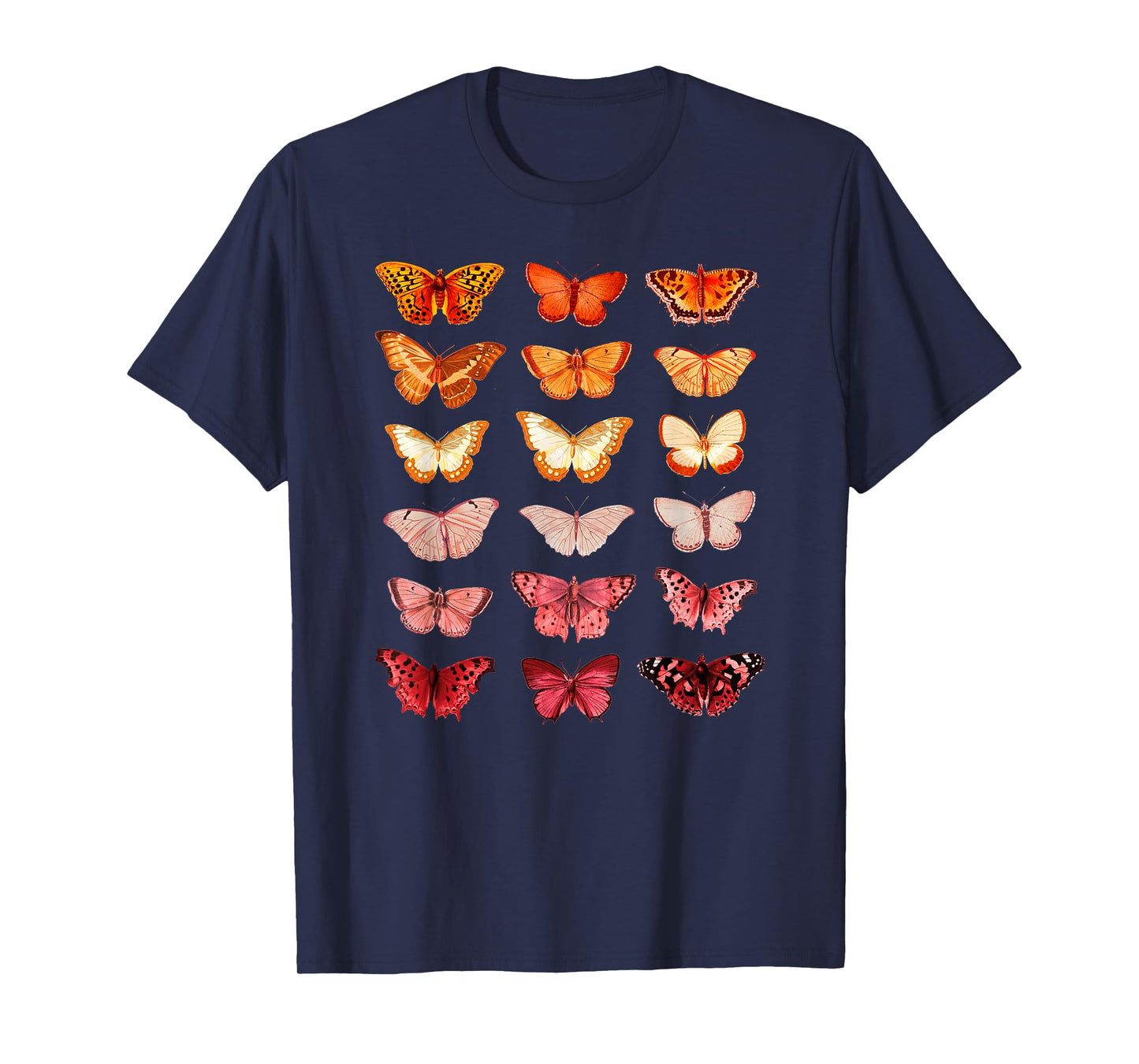 Lesbian Flag Colour Butterfly Subtle Sapphic Pride Aesthetic T-Shirt