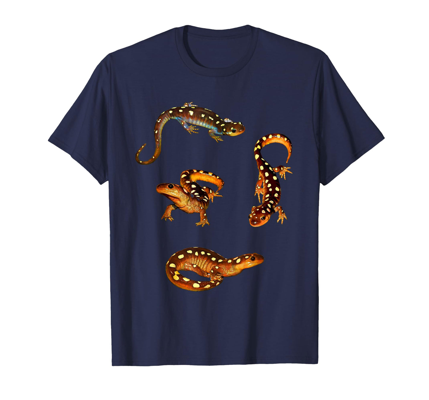 Froghaven Farm Spotted Salamanders T-Shirt, Salamander, Ambystoma Maculatum, Caudate, Urodele, Spring Lizard, Black, Small, Short Sleeve, Classic Fit, Cotton 60%, Polyester 40%